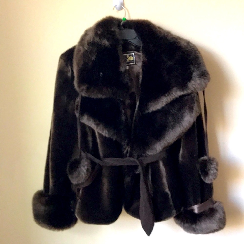 💋💋🍎🌺❤️️brown faux fur jacket/ coat 🌺🌺🌺🌺 - Picture 1 of 4